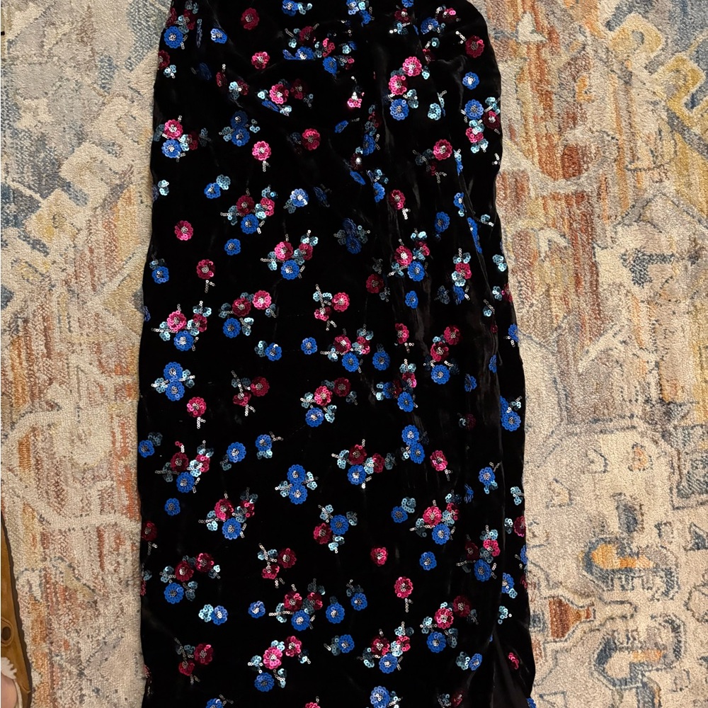 Sabina Musayev Black Dress with Blue and Pink Sequins